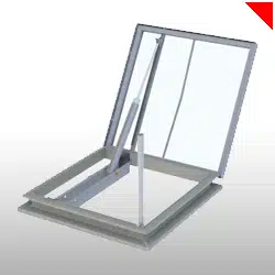 desenfumage Les trappes de désenfumages pneumatiques ou automatiques permettent d'évacuer les fumées et l'air chaud lors d'un incendie. Le désenfumage est à vérifier annuellement..