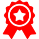 003-premium-badge Badge rouge de certification avec étoile, symbole de qualité et de conformité